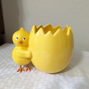 Vintage Teleflora Easter Chick Egg Yellow Planter